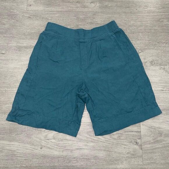 Athleta Playa Linen Bermuda Shorts Women’s 8 9" Inseam Flat Front Zip Pockets - Picture 1 of 13